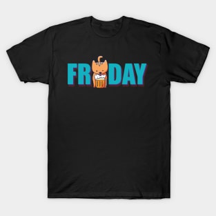 Funny Cat Drinking Beer on Friday T-Shirt